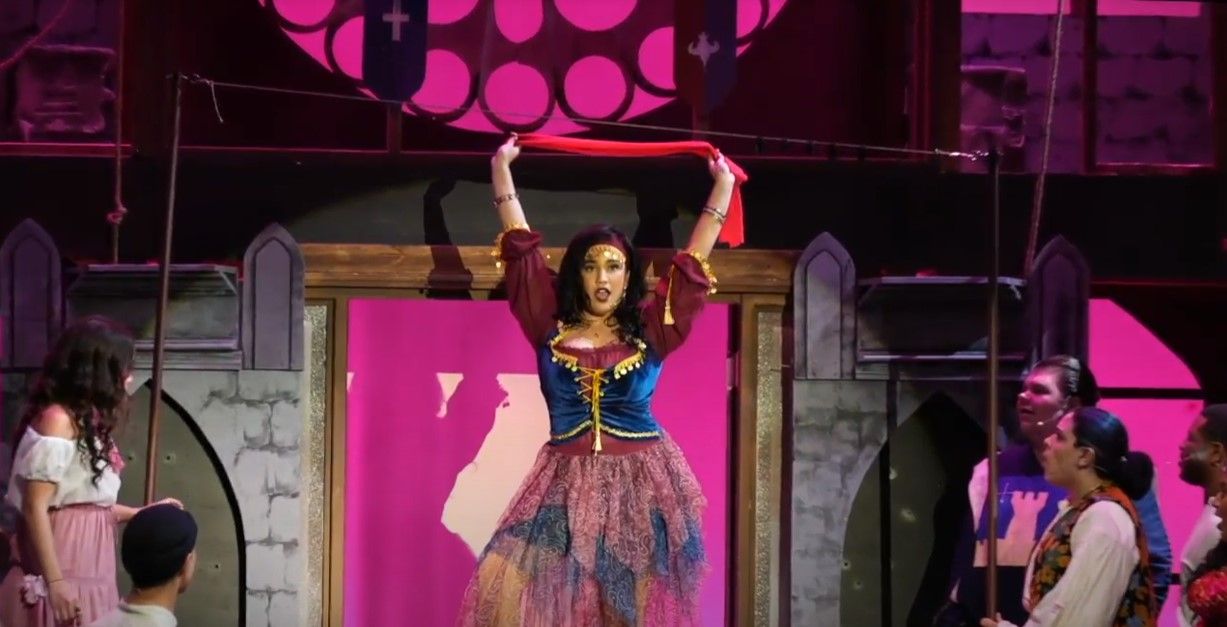 Catherine as Esmeralda in The Hunchback of Notre Dame with Seminole Theatre. For her performance, she was nominated for 2022 BroadwayWorld Miami Metro Awards as Best Performer in a Musical.