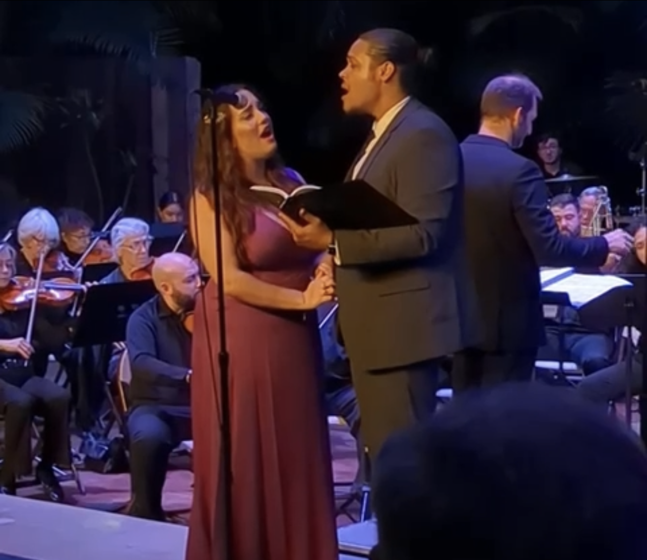 Catherine as Maria in a concert staging of West Side Story, presented by Miami Acting Company and the Alhambra Orchestra at Pinecrest Gardens. Featured: Charles Benitez as Tony; Daniel Andai, conductor.